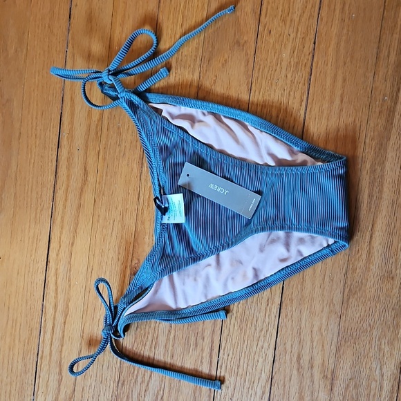 J Crew Green-Gray Textured Bikini Bottom, Side Tie, New With Tags & Liner, Sz S - Picture 1 of 4